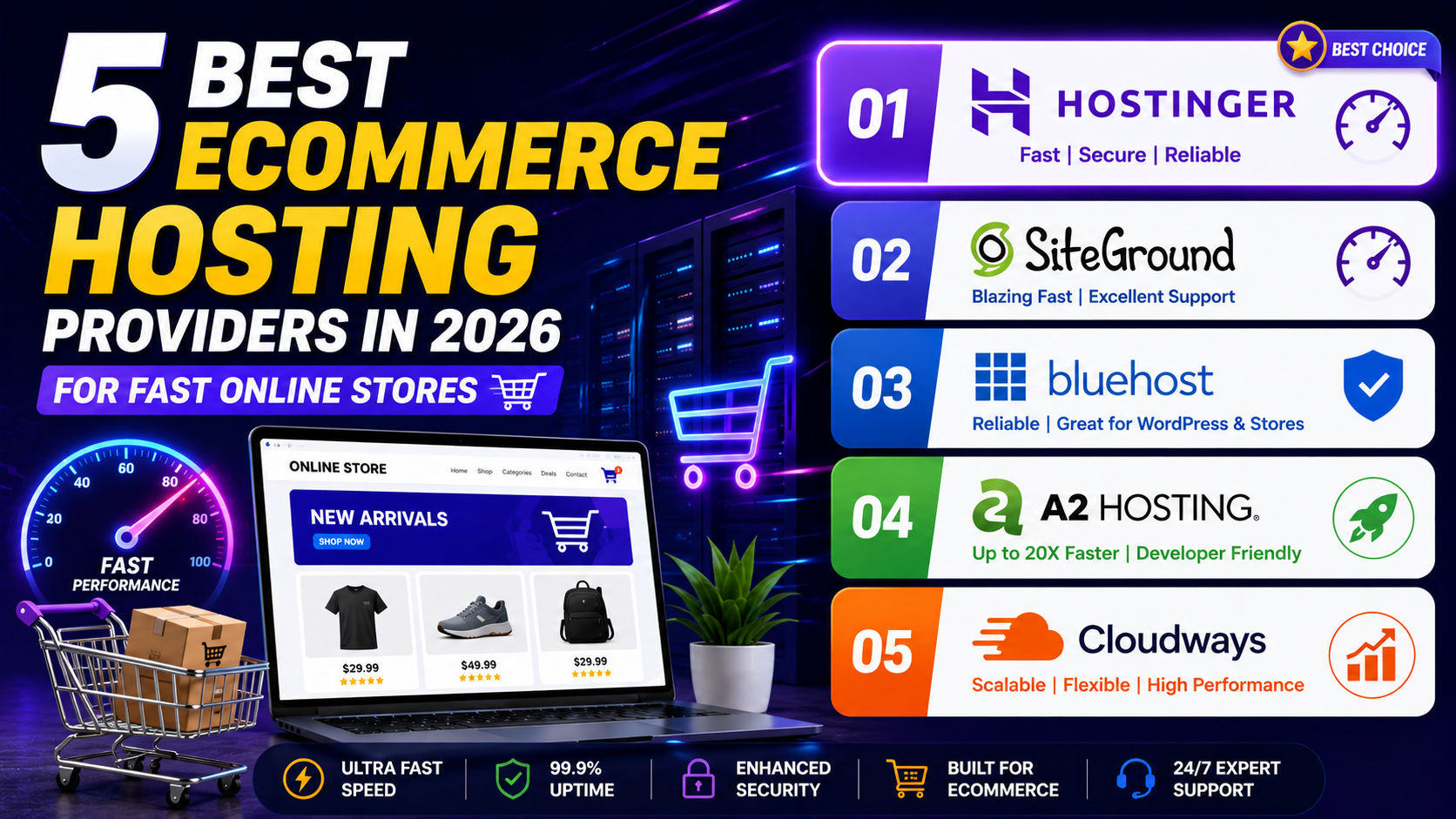 5 Best Ecommerce Hosting Providers in 2026 for Fast Online Stores