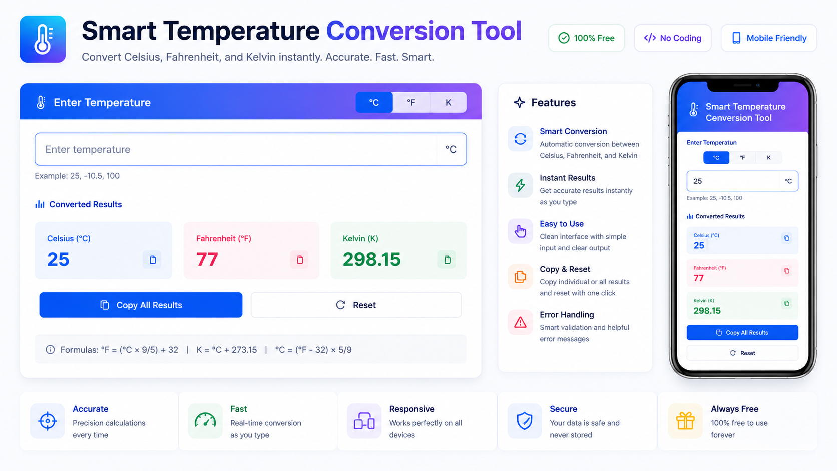 Create a Smart Temperature Conversion Tool Without Coding, online temperature calculator