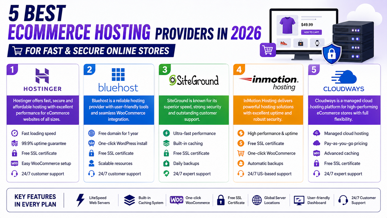 5 Best Ecommerce Hosting Providers in 2026 for Fast & Secure Online Stores